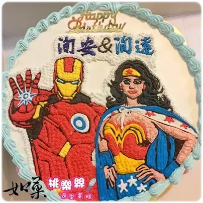 鋼鐵人蛋糕,鋼鐵人造型蛋糕,神力女超人蛋糕, Iron Man Cake, Marvel Cake, Superhero cake, Wonder Woman Cake